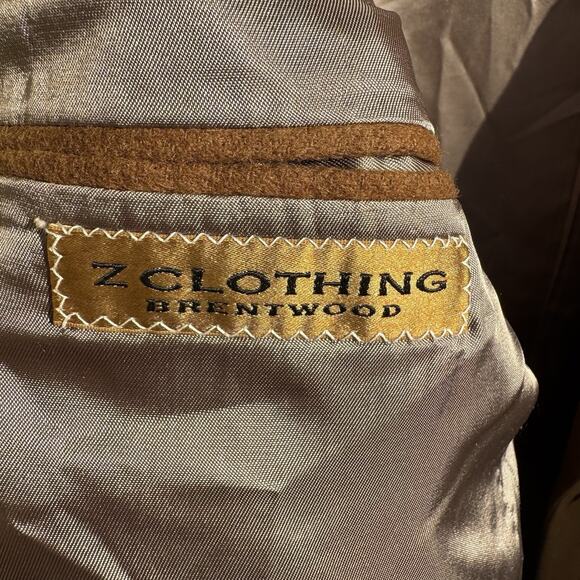 VINTAGE Z CLOTHING BRENTWOOD CALIFORNIA MENS 46” COGNAC BROWN WOOL BLEND BLAZER - Picture 9 of 13